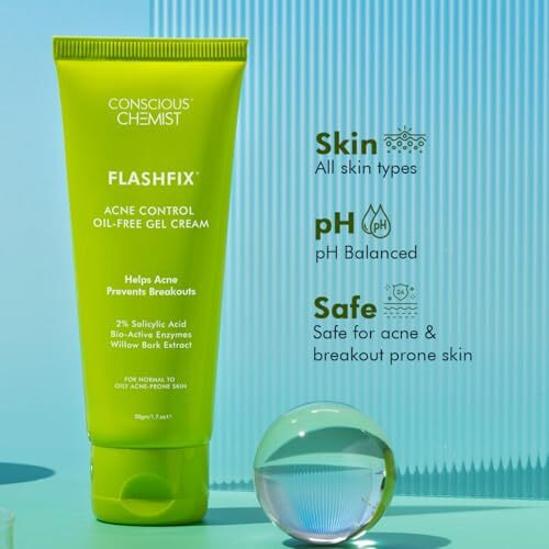 Conscious Chemist 2% Salicylic Acid Cream | 50G | Acne Spot Corrector | Moisturizer For Oily Acne Prone Skin, Face Cream For Men & Women, Overnight Acne & Oil Control, Itchiness & Redness, Non Greasy Gel Cream - Flashfix