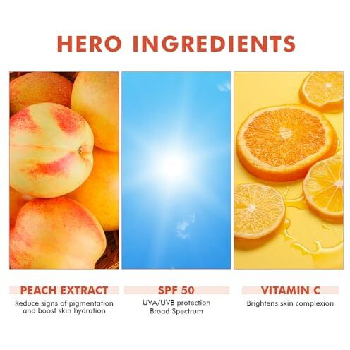 Conscious Chemist Spf 50 Pa++++ Sunscreen | 50G | For Oily Skin, Gel With Vitamin C, Rice Water & Peach Extract | Hybrid Lightweight For All Skin Types - Peach The Sun