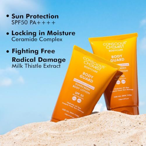 Conscious Chemist Sunscreen Spf 50 | 150G | Sunscreen For Oily Skin, Instant Cooling, De-Tan Spf Body Lotion, Niacinamide With Ceramides & Betaine, Uva/Uvb Protection, Reduces Dark Spots, All Skin Types - Body Guard