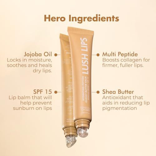 Conscious Chemist Peptide Lip Balm - Lush Lips With Spf15 | 15G | Vanilla Creme | For Dry & Chapped Lips | 24 Hr Hydration & Moisturizing | For Men & Women | Lip Balm For Pigmentation & Dark Lips | Sun Protection | Soothes Dry Lips & Repair Moisture Barrier