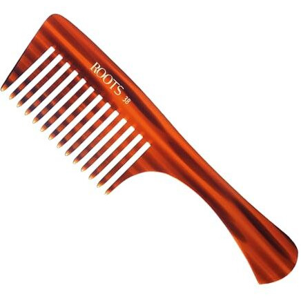 Roots - Classic Brown Wide Teeth Handle Comb - Hair Comb For Men And Women - Style Your Hair Hassle-Free - Light Weight For Healthy & Stylish Hair - Pack Of 1 - Model No.38