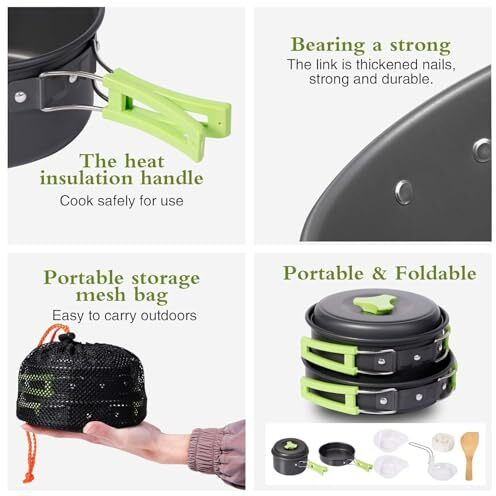 Byrm 9 Pcs Camping Cooking Set, Camping Accessories For Outdoor, Camping Utensils With Carry Bag, Camping Bowl Pot Pan Set