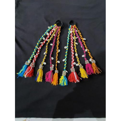 Leafloom 1 Pcs Navratri Look Hair Braids With Rubber Bands Girl And Women, Hair Accessory For Everyday Style And Rainbow Color Braids Extensions Hair Color | Boho Chic Style (Multicolour)