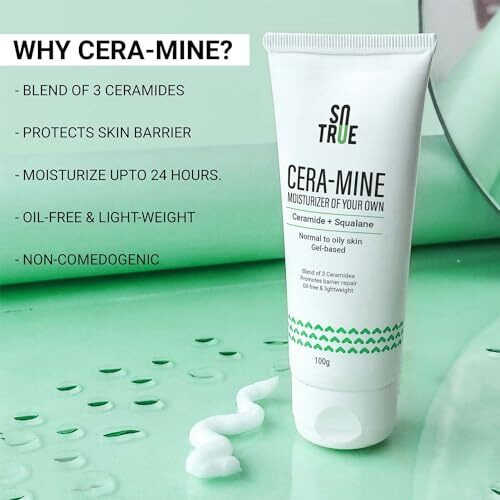 Sotrue Ceramide Gel Face Moisturizer For Oily & Acne Prone Skin | Oil-Free Gel Moisturizer With Squalene |Fast Absorbing For Women & Men | 100G