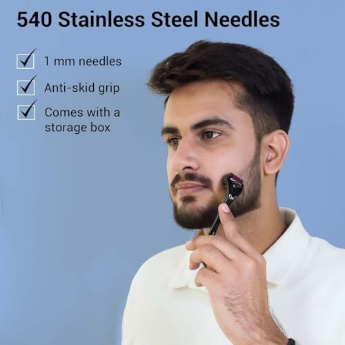 Sotrue Derma Roller For Hair Growth 1 Mm With 540 Stainless Steel Needles | Repairs Damaged Hair, Activates Hair Follicles | For Hair Fall & Hair Thickening | Reduces Acne Scars | Safe & Effective To Use