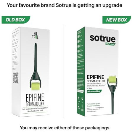 Sotrue Epifine Derma Roller For Hair Growth 0.5 Mm With 540 Medical Grade Stainless Steel Needles | Repairs Damaged Hair, Activates Hair Follicles | For Face, Hair Fall & Hair Thickening | Reduces Acne Scars | Safe & Effective To Use