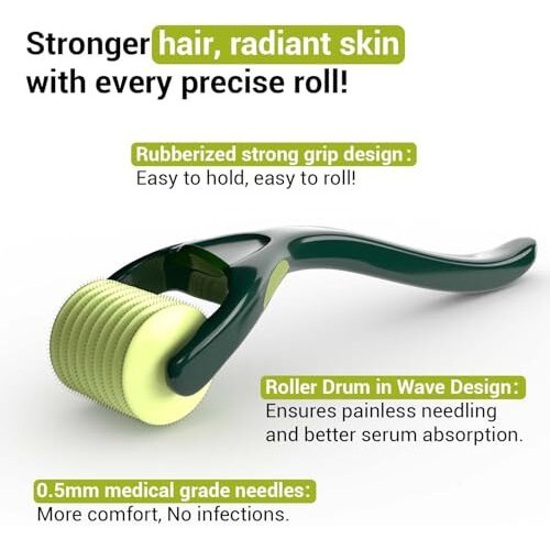 Sotrue Epifine Derma Roller For Hair Growth 0.5 Mm With 540 Medical Grade Stainless Steel Needles | Repairs Damaged Hair, Activates Hair Follicles | For Face, Hair Fall & Hair Thickening | Reduces Acne Scars | Safe & Effective To Use