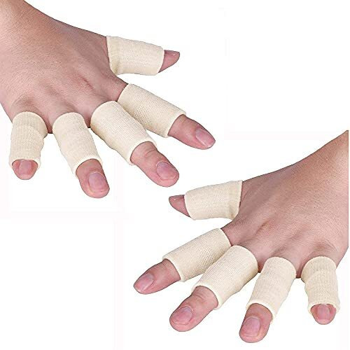 Joyfit Spandex Finger Support-Adjustable Pain Relief&Sleeve Protector With Comfortable Cushion Pressure For Cricket,Exercise,Gym Fitness,Volleyball,Badminton&Tennis,Men&Women [10 Pc.],Free Size