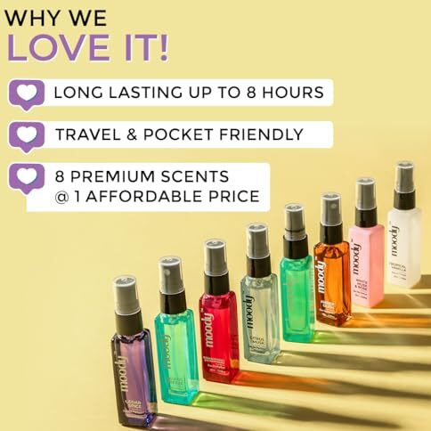 Moody Premium Long Lasting Unisex Perfume Gift Set Of 8 | Mother's Day Gift Hamper | Long Lasting Edp Fragrance Scent Up To 8 Hours | Anniversary Gifts For Couple | Perfume Spray Set, 8X10Ml