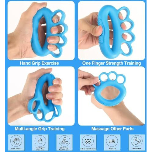 Curepack Fingers And Hand Grip Strengthner, Also Helps In Stress Reduction, Physiotherapy And Finger Exerciser For Arthritis Patients And Elderly (Blue)