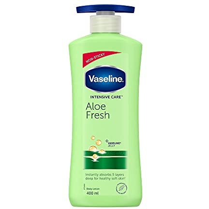 Vaseline Intensive Care Aloe Fresh Hydrating Body Lotion 400 Ml, Daily Moisturizer For Dry Skin, Gives Non-Greasy, Glowing Skin - For Men & Women