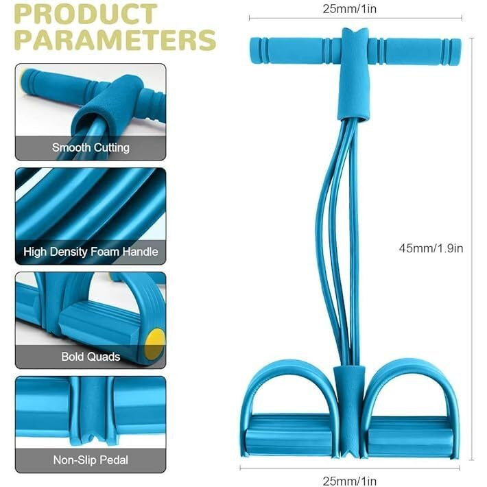 Pull Reducer Training Bands 4 Tubes  Body Trimmer Pedal Exerciser For Yoga, Crossfit, Arm, And Tummy Exercises  For Men And Women(Pack Of 1) Colour May Very