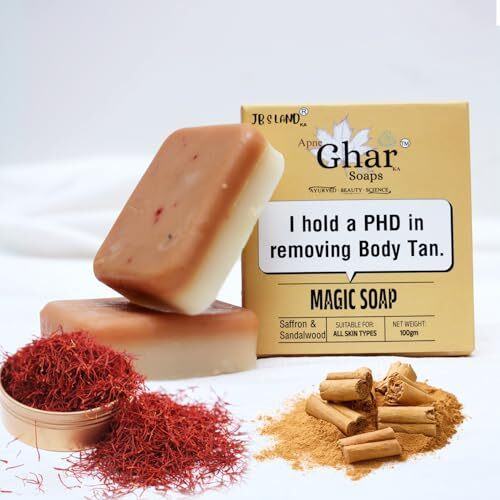 Apne Ghar Ka Soaps Sandalwood & Saffron Magic Soaps For Bath | Paraben Free | Chandan & Kesar Bath Soap | Handmade Soaps For Glowing | Skin Brightening Soap For Men & Women (100 Gms Gms Pack Of 1)