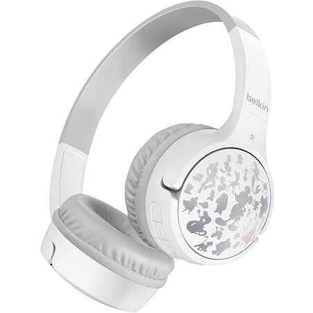 Belkin X Disney, Special Disney 100 Mickey & Friends Edition, Safe Wireless On-Ear Kids Headphones With Mic, 30 Hours Playtime - Silver (Disney- 100 Mickey & Friends Silver)
