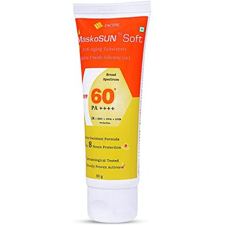Maskosun | Spf 60 | Anti-Aging Sunscreen | For Sensitive Skin | Broad Spectrum Pa++++ | Matte Finish | 8 Hours Protection Pack Of 50G