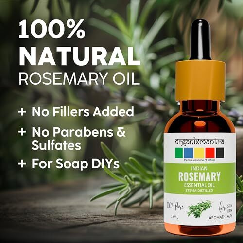 Organix Mantra Rosemary Essential Oil For Hair, Skin & Diy - 100% Natural Rosemary Oil - 15Ml