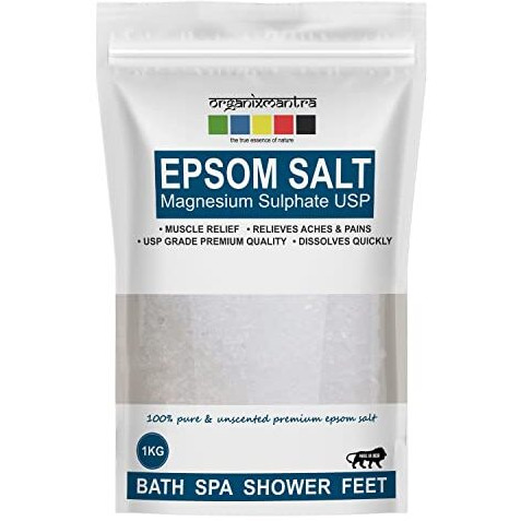 Organix Mantra Epsom Bath Salt Crystal And Bath | For Refreshing Bath Soak, Relieves Aches & Pain - 1Kg