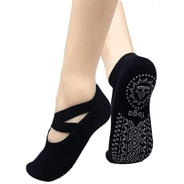 Ckps Women's Anti Bacterial Anti-Skid Quarter Length Yoga/Pilates/Dance/Ballet Made With Bamboo Cotton Walking & Bikram Fitness Socks With Grips. Set Of 1, Multi Color