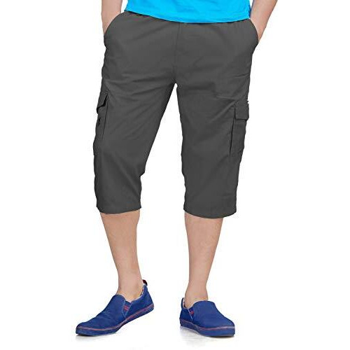 0-Degree Men's Regular Fit Three Quarter Shorts Dark Grey 34 Inch Waist