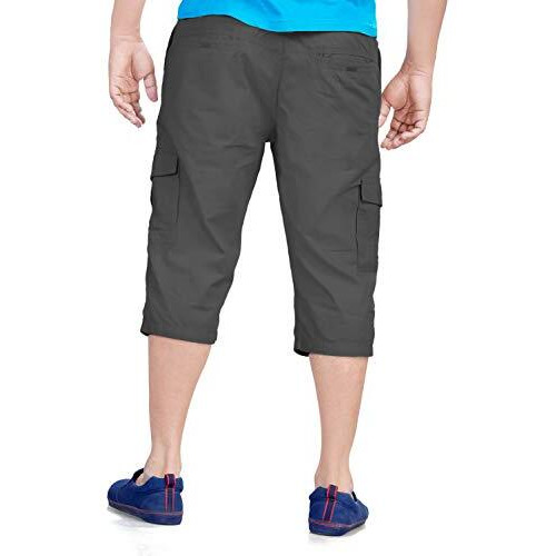 0-Degree Men's Regular Fit Three Quarter Shorts Dark Grey 34 Inch Waist