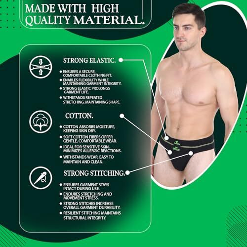 Playfitz Deffender Pro Mens Athletic Workout Gym Underwear With Cup Pocket, Testicle Supporter, Quick Dry, Moisture Wicking, Breathable Cotton, Stretchable Ideal For Cricket/Running (Black, L)