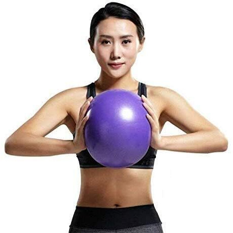 Pranij Durable Small Soft Yoga Exercise Balls With Inflatable Straw, Mini Pilates Ball 23 Cm/9 Inchs For Core Training Exercise (Purple)
