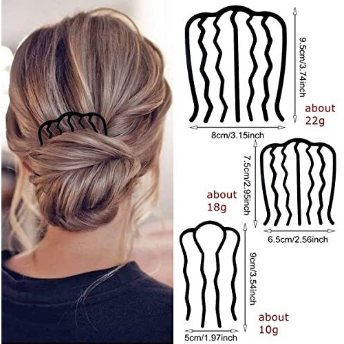 Mtroyaldia 6 Piece Metal Hair Side Combs Hair Fork Clip Teeth Hair Pin Stick For Updo Bun, U Shape For Vintage Hairstyle Hair Accessories,Multi