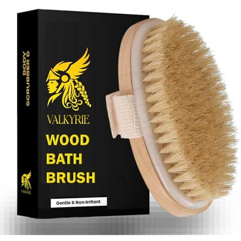 Valkyrie Dry Skin Body Brush Improves Blood_Circulation Skin's Health And Beauty With Natural Bristle | Remove Dead Skin And Toxins, Cellulite Treatment, Exfoliates, Stimulates Blood Circulation