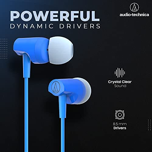 Audio-Technica Sonic Fuel In-Ear Wired Earphones With In-Line Mic & Control, 8.5Mm Powerful Drivers For Clear Sound & Rich Bass, One Button Multi-Function Remote, Comfort Fit Earbuds