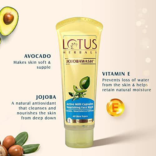 Lotus Herbals Jojoba Face Wash, Active Milli Capsules, 120G