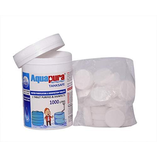 Aquapura Water Purification Tablets Each Tablet For 1000 Liters, 25 Tablets Pack, 3 Years Shelf Life And Warranty, For Overhead And Underground Tanks (25,000 Liters Purification Per Pack)