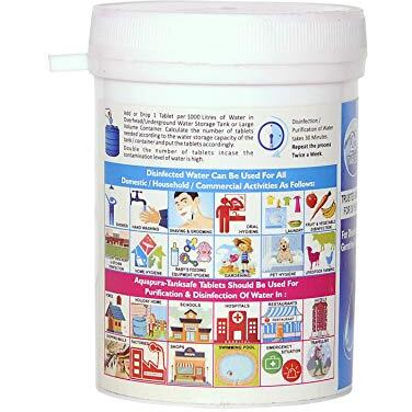 Aquapura Water Purification Tablets Each Tablet For 1000 Liters, 25 Tablets Pack, 3 Years Shelf Life And Warranty, For Overhead And Underground Tanks (25,000 Liters Purification Per Pack)