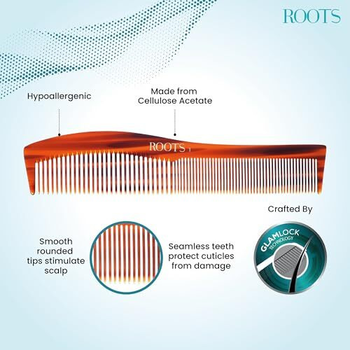 Roots - Classic Brown Dressing Comb - Designed With Dual Wide And Fine Tooth Hair Comb For Men And Women - Style Your Hair Hassle-Free - Light Weight Pack Of 1- Model No.1