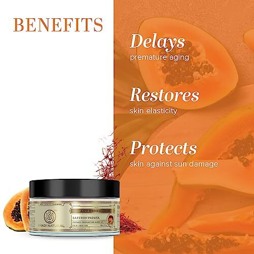Khadi Natural Saffron And Papaya Herbal Anti Wrinkle Cream, 50G|Prevents Premature Aging|Skin Brightening Properties|Enhances Natural Radiance|Suitable For All Types Of Skin