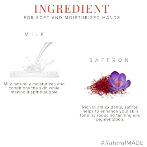 Khadi Natural Milk & Saffron Herbal Hand Cream With Shea Butter| Softens Rough Cuticles With Moisturizers|Prevent Dry Nails|Suitable For All Skin Types| 50G