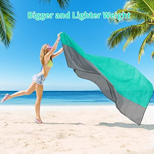 Beach Blanket, 79''83'' Picnic Waterproof Sandproof For 4-7 Adults, Oversized Lightweight Beach Mat, Portable Picnic Blanket, Sand Proof For Travel, Camping, Hiking (Green)