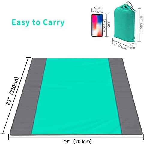 Beach Blanket, 79''83'' Picnic Waterproof Sandproof For 4-7 Adults, Oversized Lightweight Beach Mat, Portable Picnic Blanket, Sand Proof For Travel, Camping, Hiking (Green)