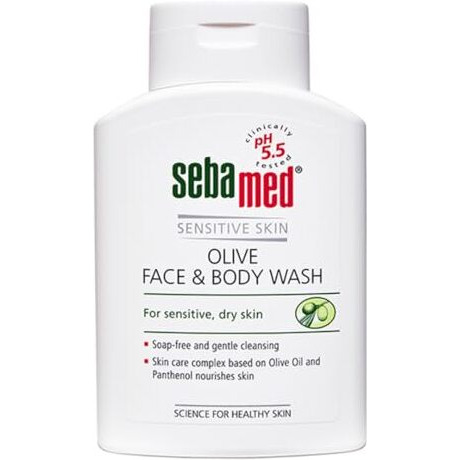Sebamed Olive Face & Body Wash, Extra Mild For Sensitive, Dry Skin, Ph5.5, Soap Free, Gentle Cleansing, Olive Oil + Panthenol Nourishes Skin, Dermatologically & Clinically Tested, 200 Ml