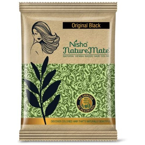 Nisha Nature Mate Henna Based Hair Color Original Black 10G Pack Of 10, Natural Black Hair Colour For Women And Men
