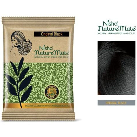 Nisha Nature Mate Henna Based Hair Color Original Black 10G Pack Of 10, Natural Black Hair Colour For Women And Men
