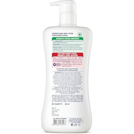 Chicco Baby Moments Body Lotion For Babies, 650Ml | Almond Milk & Murumuru Butter|Quick Absorb Formula & Natural Ingredients For Soft Skin | Dermatologically Tested|Parabens & Phenoxyethanol Free