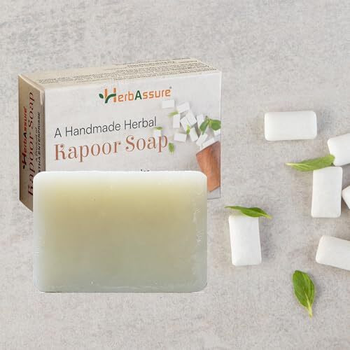 Herbassure Kapoor Soap | Natural Handmade Herbal Soap With Real Bhimseni Kapoor For All Skin Type [Pack Of 4][100 * 4][400Gm]