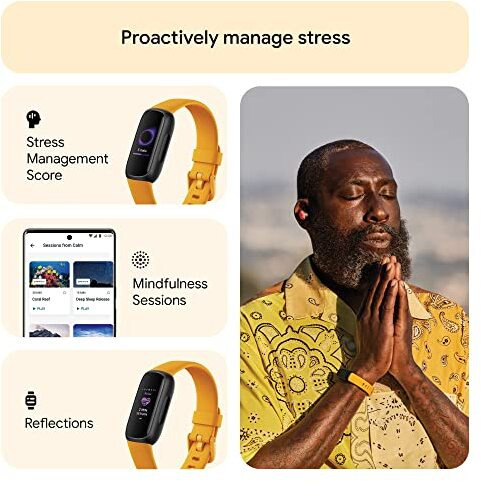 Fitbit Inspire 3 Health & Fitness Tracker (Morning Glow/Black) With 6-Month Premium Membership
