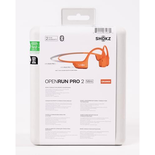 Shokz Openrun Pro 2 Mini Bone Conduction Sport Headphones, Open-Ear Wireless Earphones With Bluetooth 5.3, Noise Cancelling Mics, Ip55 Waterproof, 12H Playtime For Running, Usb-C Qiuck Charge (Orange)