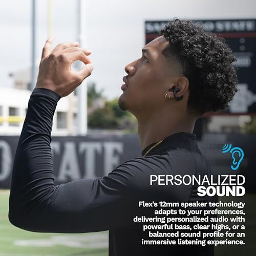 Jlab Flex Open Earbuds, Black, Clip-On Cuff Design, Wireless Open-Ear Audio Freedom Effortless Fit, Safe Listening, Bluetooth Multipoint, Customize With The App