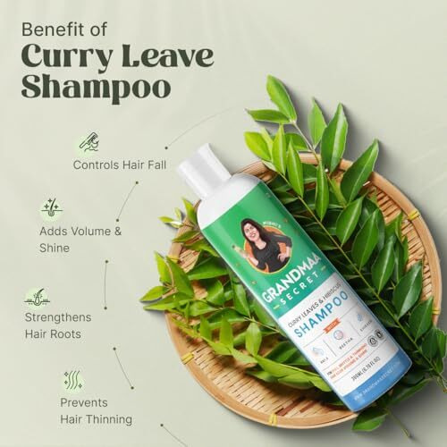 NidhiS Grandmaa Secret Herbal Shampoo For Hair Fall | Natural Shampoo For Dandruff With Curry Leaves & Hibiscus | For Frizzy & Damaged Hair | For Men And Women | Paraben & Sulphate Free | 200Ml