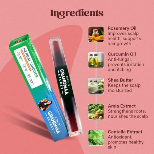Nidhi's Grandmaa Secret Herbal Sindoor With Rosemary & Curcumin Extracts | Reduces Scalp Itchiness & Irritation | Mercury & Lead-Free | Smudge Proof Dual Liquid Sindoor Red & Maroon | 5Ml