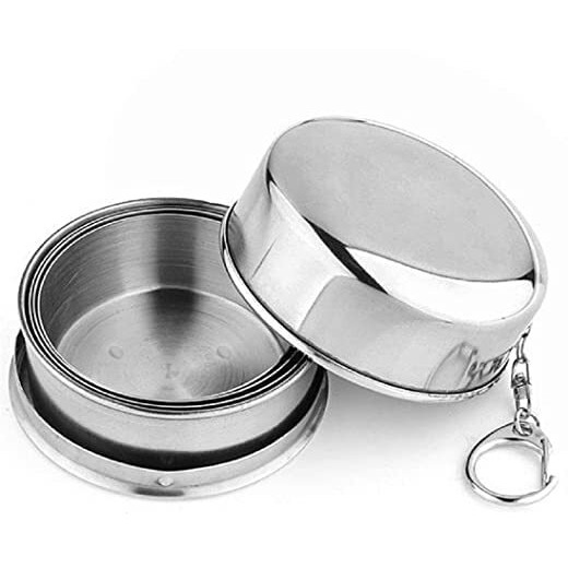 Murtisiddh Folding Stainless Steel Travel Mug Cup Glass/Camping Water Glass/Collapsible Shot Glass/Stainless Steel Glass/Expandable Shot Glass, 160 Ml