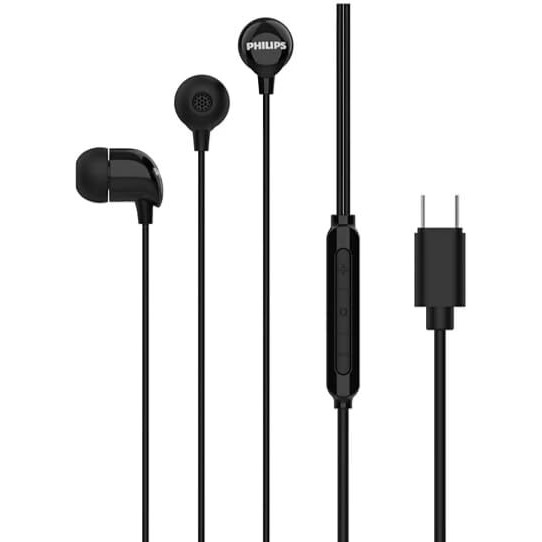 Philips Audio Tae2146 Usb-C (Type C) In Ear Wired Headphones With Mic, 10Mm Dynamic Driver, Ergonomic Design, Rich Bass, 1.2M Cable (Black)