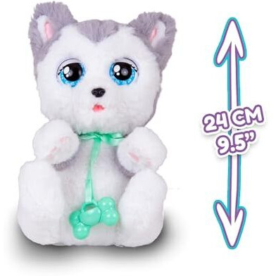 Baby Paws Siberian Husky Puppy Toy With Cute Swaddle Bag|Scan Qr Code For More Interactive Roleplay,Pretend Play Toy|Make 5 Adorable Sounds Kids Toys For Ages 4+|Birthday Gift For Pet Lovers -22 Cm